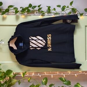 Women's K-Swiss Black Gold Logo Hoodie Sweatshirt S